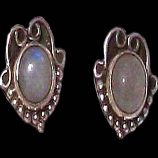 Boucles d'Oreilles indiennes Pierre de Lune - Bijoux Inde