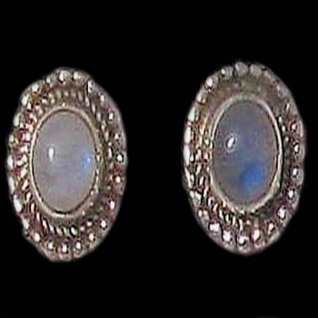 Boucles d'Oreilles indiennes Pierre de Lune - Bijoux Inde