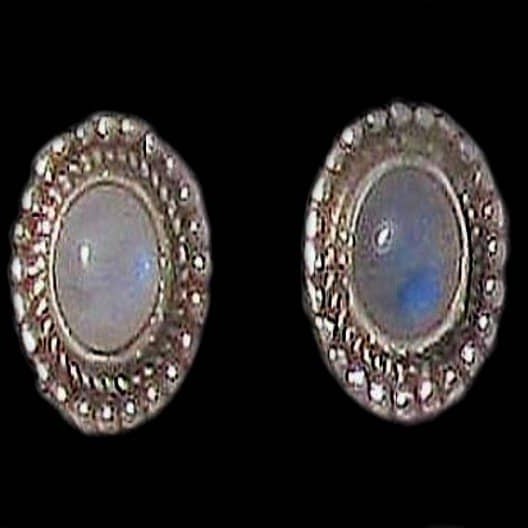 Boucles d'Oreilles indiennes Pierre de Lune - Bijoux Inde