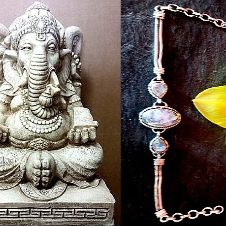 Bracelet indien argent et Pierre de Lune - Bijoux indiens