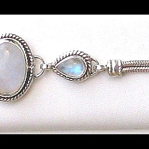 Bracelet indien argent et Pierre de Lune - Bijoux indiens