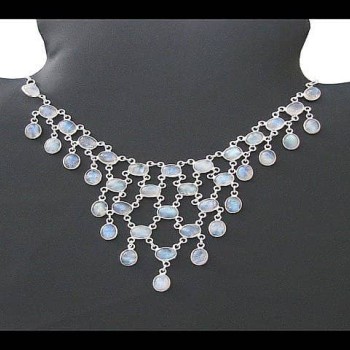 Collier indien argent et Pierre de Lune - Bijoux indiens