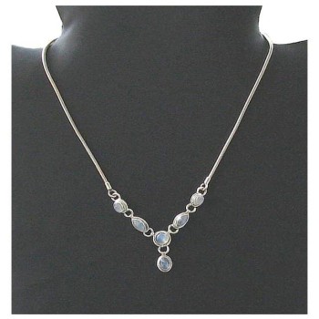 Collier indien argent et Pierre de Lune - Bijoux indiens