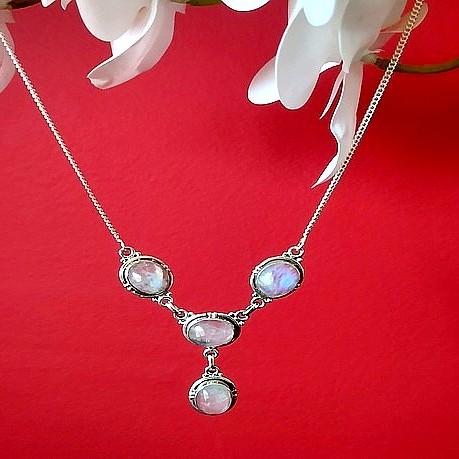 Collier indien argent et Pierre de Lune - Bijoux indiens