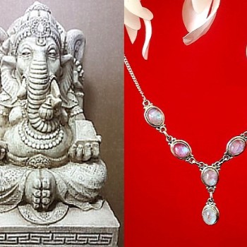 Collier indien argent et Pierre de Lune - Bijoux indiens