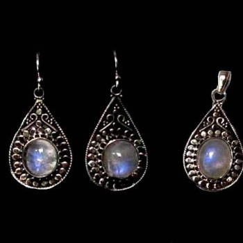 Bijoux inde - parure indienne argent pierre de lune