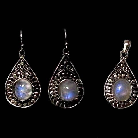 Bijoux inde - parure indienne argent pierre de lune