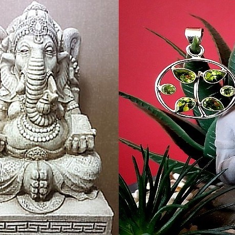 Pendentif Péridot - Pendentif indien en argent - Bijoux Inde