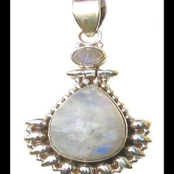 Pendentif indien argent et Pierre de Lune - Bijoux indiens