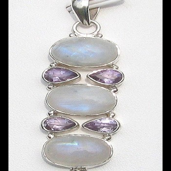 Pendentif indien argent et Pierre de Lune - Bijoux indiens