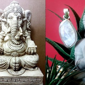 Pendentif indien argent et Pierre de Lune - Bijoux indiens