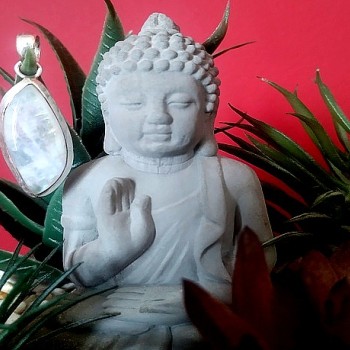 Pendentif indien argent et Pierre de Lune - Bijoux indiens