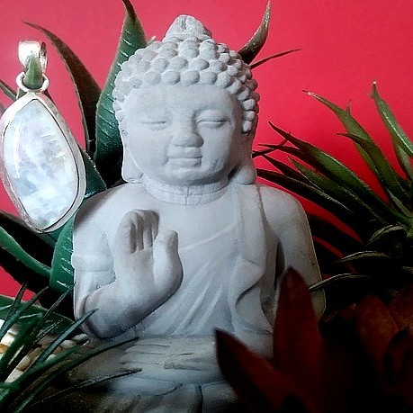 Pendentif indien argent et Pierre de Lune - Bijoux indiens