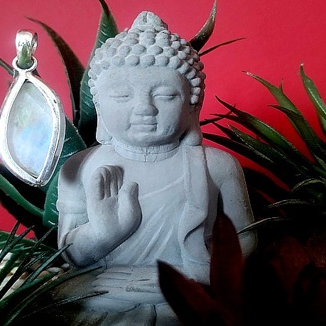 Pendentif indien argent et Pierre de Lune - Bijoux indiens