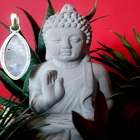 Pendentif indien argent et Pierre de Lune - Bijoux indiens