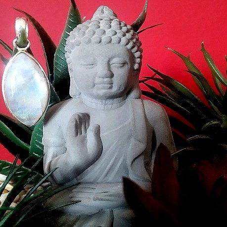 Pendentif indien argent et Pierre de Lune - Bijoux indiens