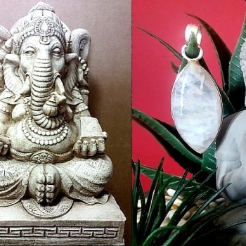 Pendentif indien argent et Pierre de Lune - Bijoux indiens