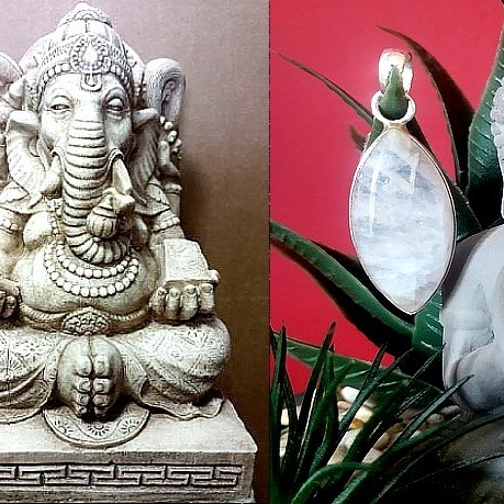 Pendentif indien argent et Pierre de Lune - Bijoux indiens