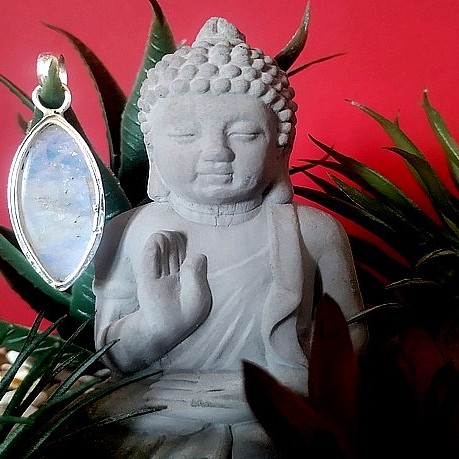 Pendentif indien argent et Pierre de Lune - Bijoux indiens