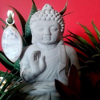 Pendentif indien argent et Pierre de Lune - Bijoux indiens