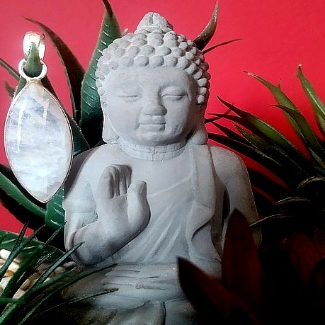 Pendentif indien argent et Pierre de Lune - Bijoux indiens