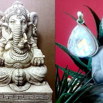 Pendentif indien argent et Pierre de Lune - Bijoux indiens