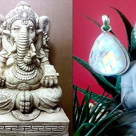 Pendentif indien argent et Pierre de Lune - Bijoux indiens