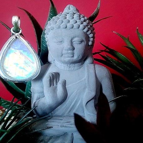 Pendentif indien argent et Pierre de Lune - Bijoux indiens