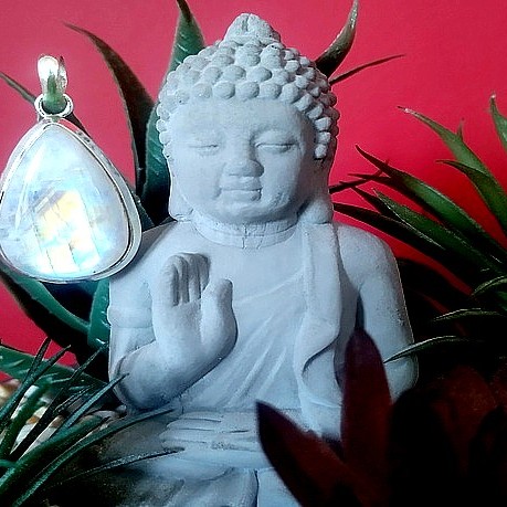 Pendentif indien argent et Pierre de Lune - Bijoux indiens