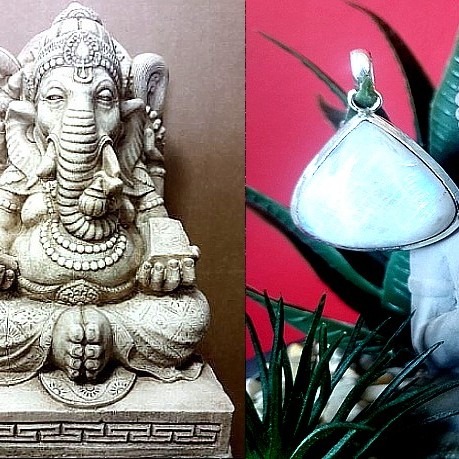 Pendentif indien argent et Pierre de Lune - Bijoux indiens