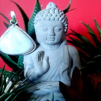Pendentif indien argent et Pierre de Lune - Bijoux indiens