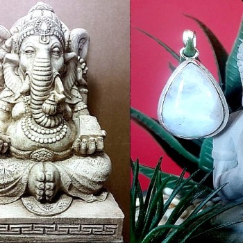 Pendentif indien argent et Pierre de Lune - Bijoux indiens