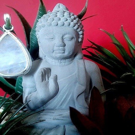 Pendentif indien argent et Pierre de Lune - Bijoux indiens