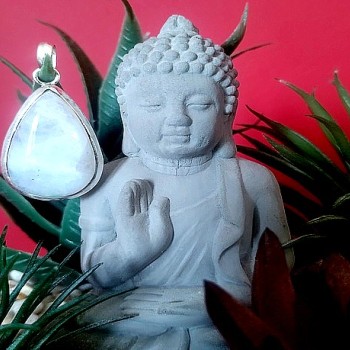 Pendentif indien argent et Pierre de Lune - Bijoux indiens