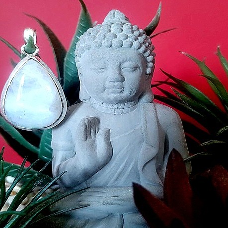 Pendentif indien argent et Pierre de Lune - Bijoux indiens