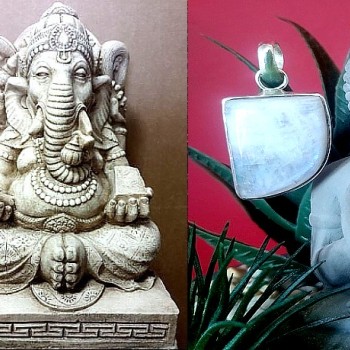 Pendentif indien argent et Pierre de Lune - Bijoux indiens