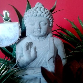 Pendentif indien argent et Pierre de Lune - Bijoux indiens