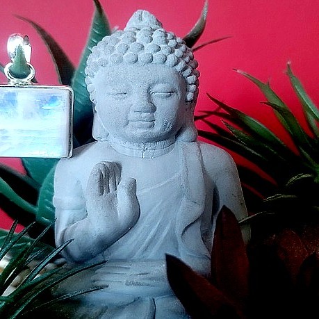 Pendentif indien argent et Pierre de Lune - Bijoux indiens