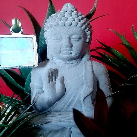 Pendentif indien argent et Pierre de Lune - Bijoux indiens