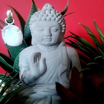 Pendentif indien argent et Pierre de Lune - Bijoux indiens