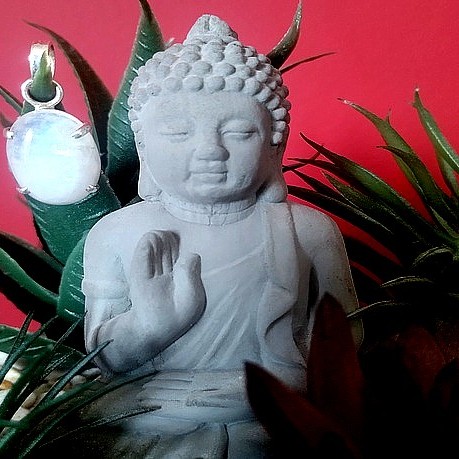 Pendentif indien argent et Pierre de Lune - Bijoux indiens