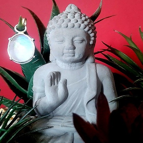 Pendentif indien argent et Pierre de Lune - Bijoux indiens