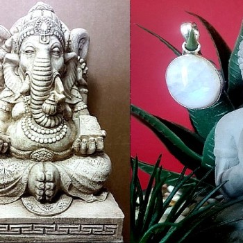 Pendentif indien argent et Pierre de Lune - Bijoux indiens