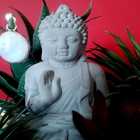 Pendentif indien argent et Pierre de Lune - Bijoux indiens