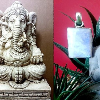 Pendentif indien argent et Pierre de Lune - Bijoux indiens