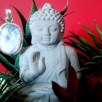 Pendentif indien argent et Pierre de Lune - Bijoux indiens