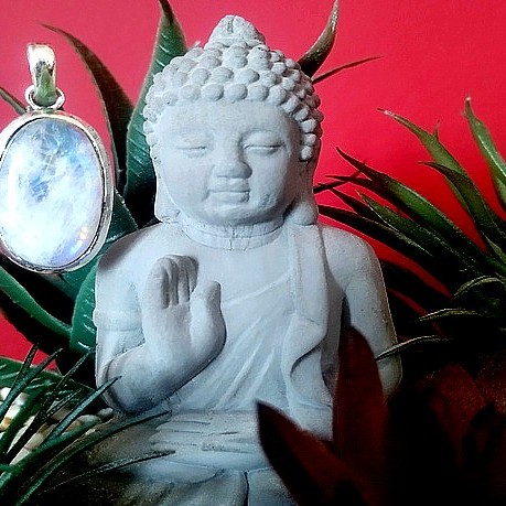 Pendentif indien argent et Pierre de Lune - Bijoux indiens