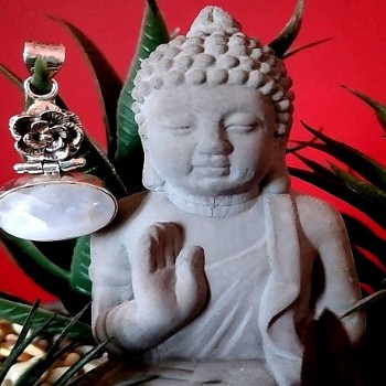 Pendentif indien argent et Pierre de Lune - Bijoux indiens