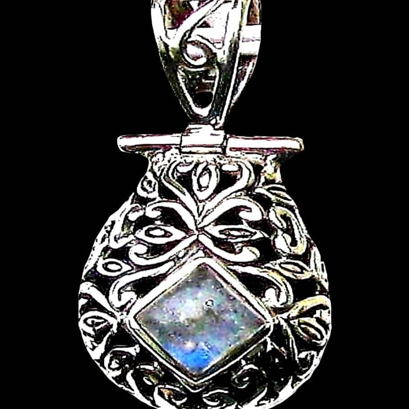 Pendentif indien argent et Pierre de Lune - Bijoux indiens