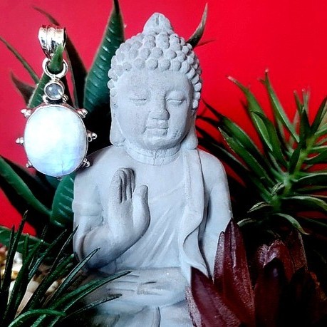 Pendentif indien argent et Pierre de Lune - Bijoux indiens